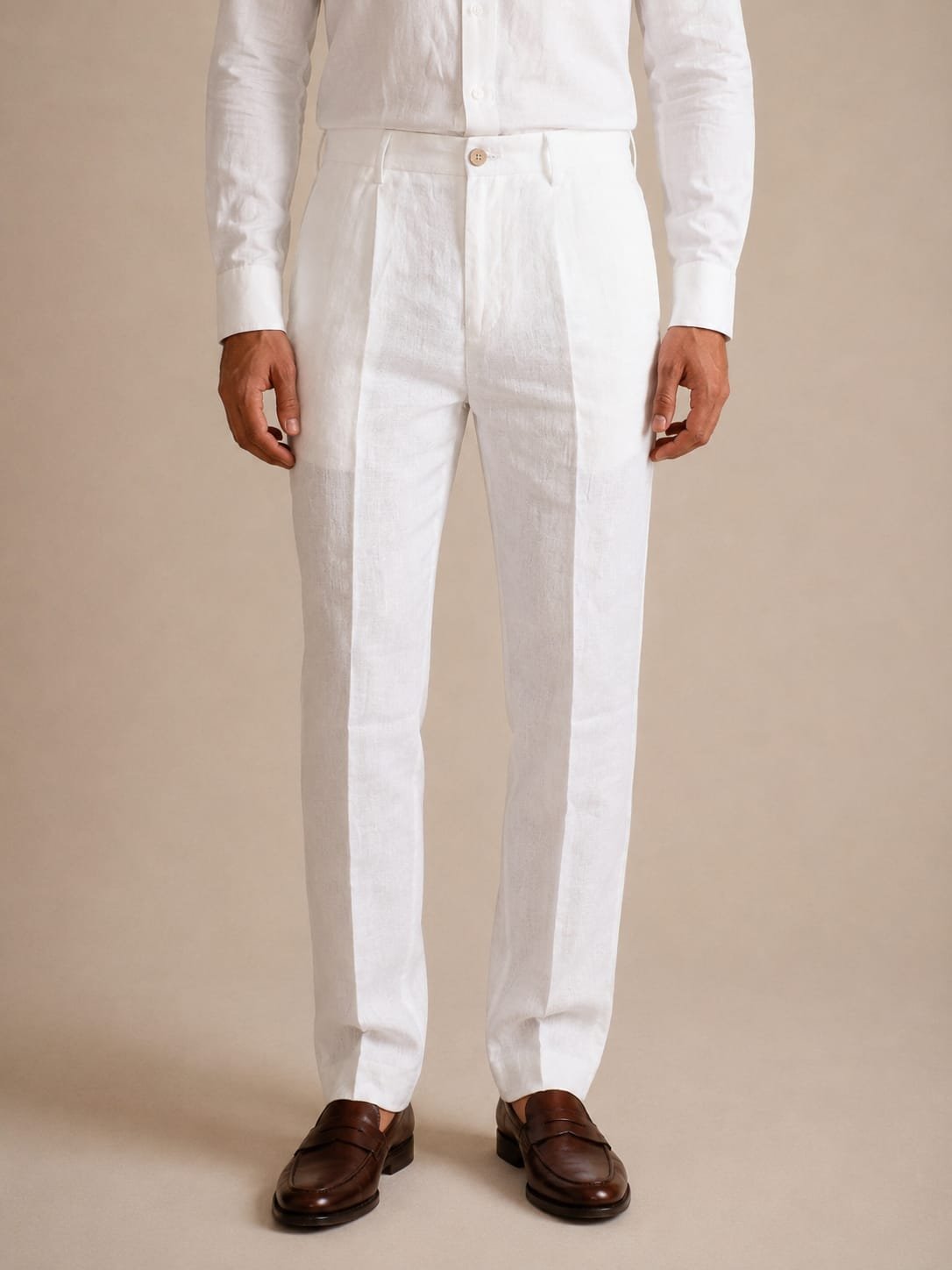 White – Breclo Pure Linen Trousers