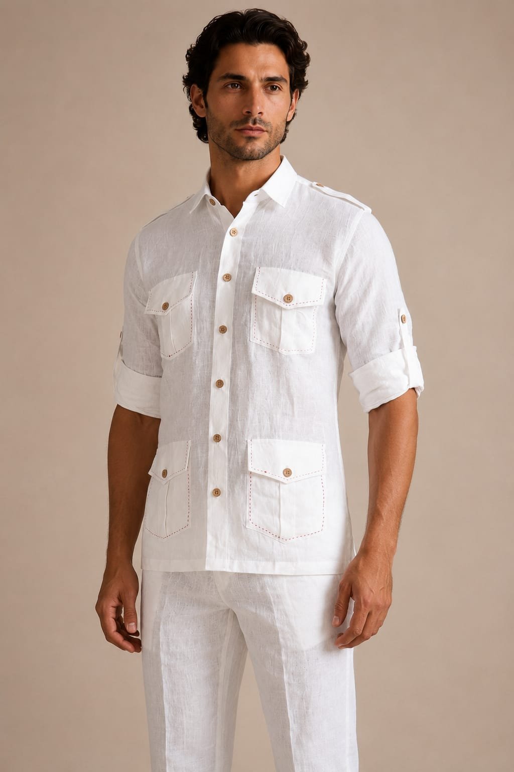 Front View – Breclo Pure Linen Hunting Shirt