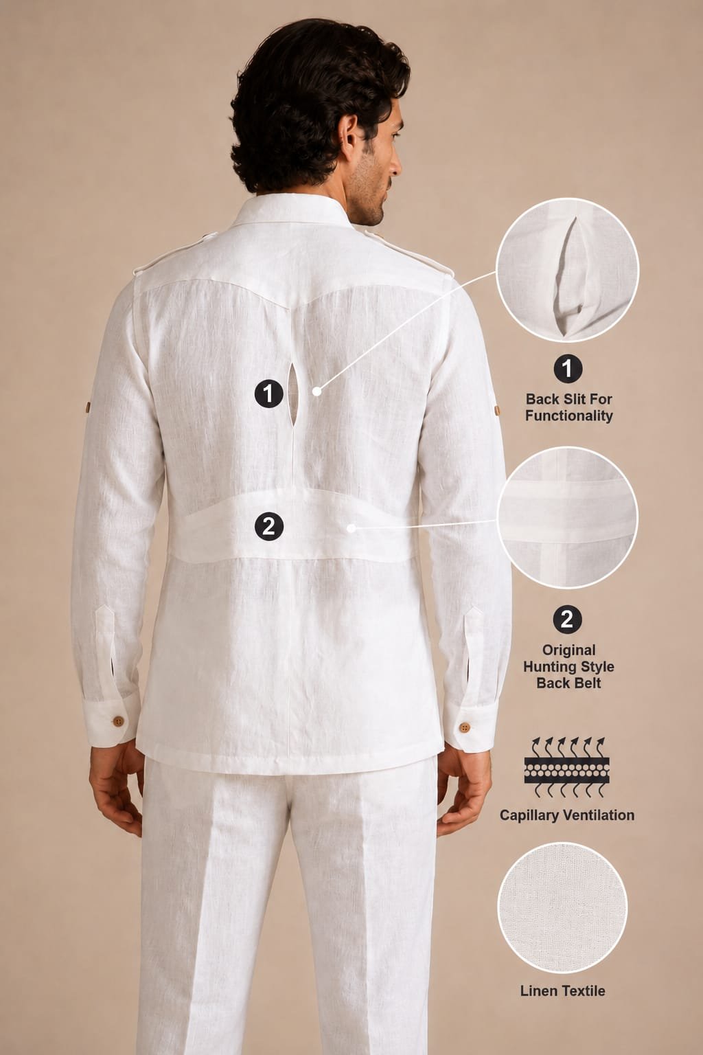 Back View – Breclo Pure Linen Hunting Shirt