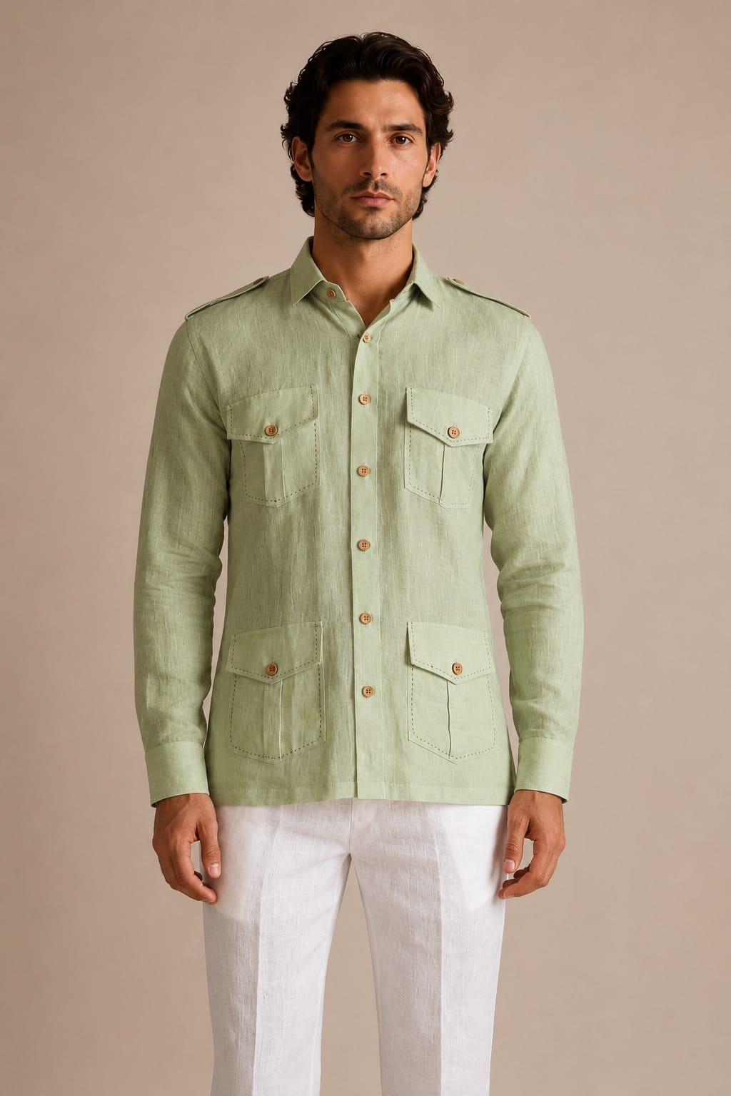 Sage green – Breclo Pure Linen Hunting Shirt