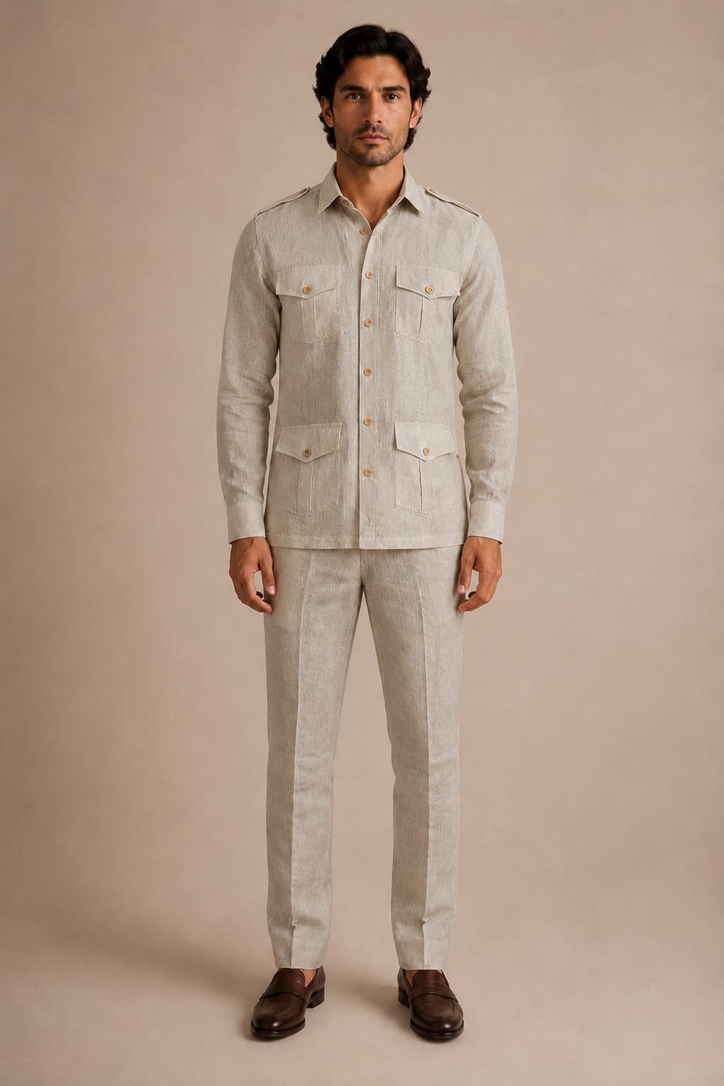 Natural Linen Shirt + Natural Linen Trouser