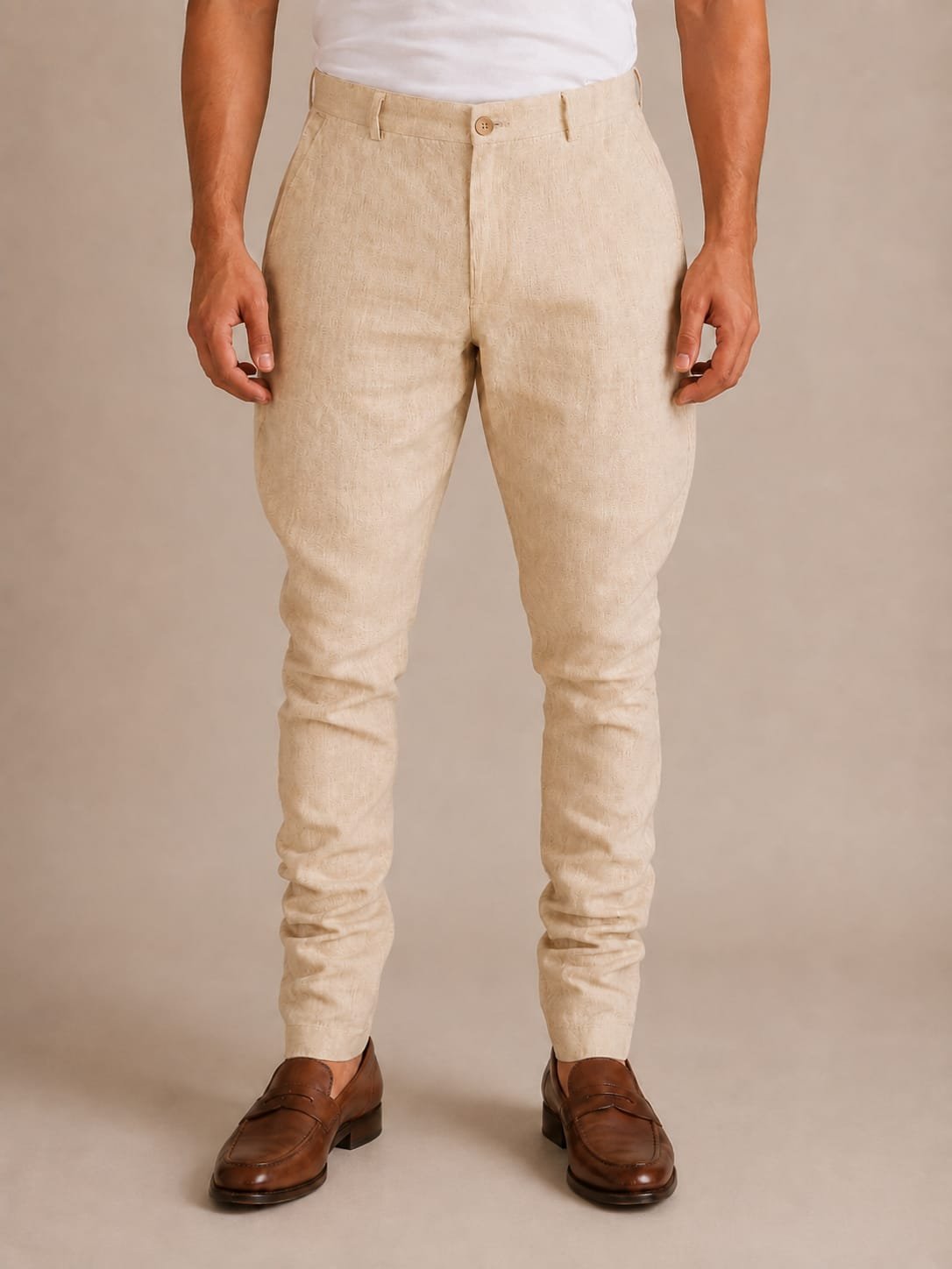 Front View – Breclo Pure Linen Trousers